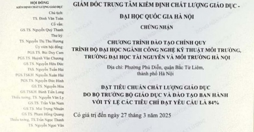 Kiểm định chất lượng chương trình đào tạo  Ngành Công nghệ kỹ thuật môi trường